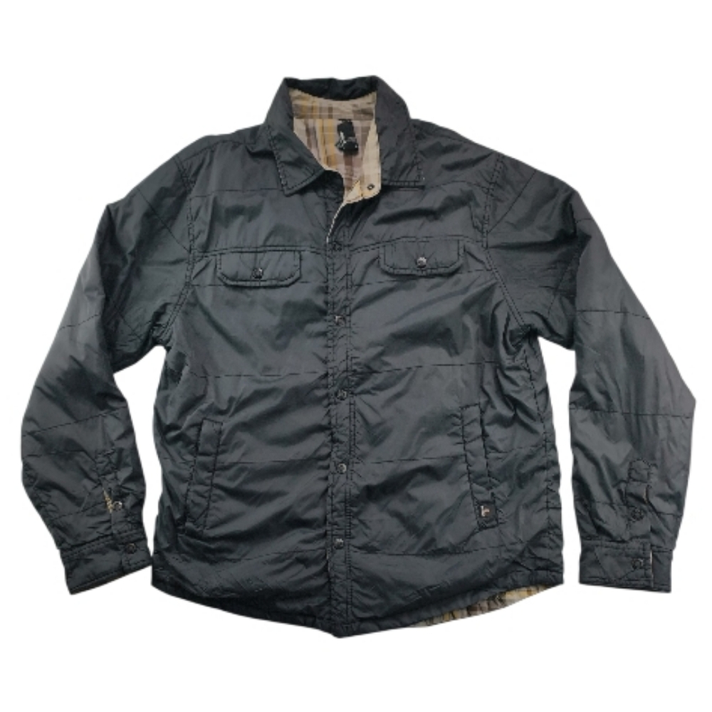 Prana Rhody Reversible Quilted Jacket Black Plaid L